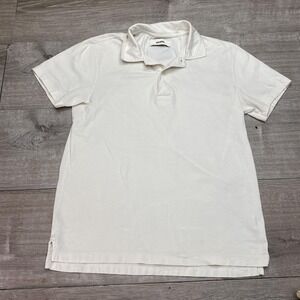 Buck Mason Polo Shirt Mens Small White Solid 100% Cotton Jersey Casual Top